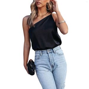 Women's Tanks Women One Shoulder Camisole Summer Solid Color Loose Casual Backless Sleeveless Tops For Streetwear Clubwear