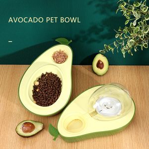 Feeding Avocado Pet Dog Cat Feeder Bowl for Dogs Automatic Drinking Water 690ml Bottle Kitten Bowls Slow Food Feeding Container Supplies