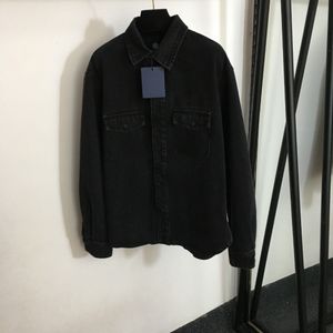 Classic Flora Jacquard Jacket Men Women Casual Shirt Coat Black Denim Outerwear Luxury Long Sleeve Pocket Jacket