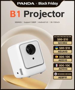 Projektörler Panda B1 Android 9 0 1080p LED Mobil telefon için WiFi Bluetooth ile Taşınabilir 300ansi Film Sinema Beam Projektör 231128