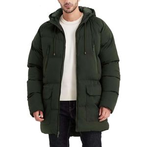 Herren-Entendaunenmantel mit Kapuze, warme Steppjacke, langer Wintermantel, wasserdichter Parka für kaltes Wetter, 359A3