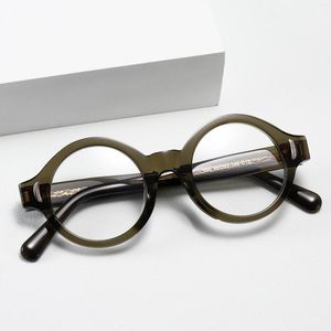 Óculos de sol acetato redondo óculos quadro homens mulheres anti luz azul óculos de leitura masculino vintage prescrição óculos 125 175