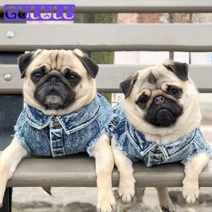 Ceketler denim köpek ceket kovboy kedi köpek kıyafetleri moda köpek yavrusu ceket giyim fransız bulldog küçük köpekler kıyafetler kot pantolon köpek yelek