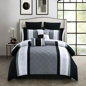 Set biancheria da letto Set piumino ricamato Arlington da 8 pezzi Queen Black 231128