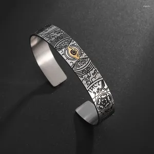 Bangle Stainless Steel God's Eye Graffiti Bracelet Suitable For Men's Charm Cuff Jewelry Personalized Opening Design Trendy