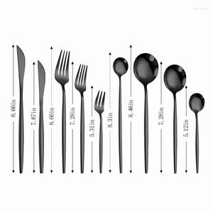 Dinnerware Sets 1Pc Household Tableware Black Stainless Steel Kitchen Utensils Travel Cutlery Knife Fork Spoon Flatware Drop