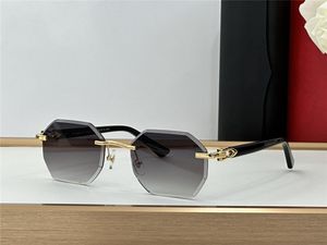 Novo design de moda óculos de sol masculinos 0439S armação sem aro lentes de corte irregular estilo simples e popular óculos de proteção UV400 de alta qualidade ao ar livre