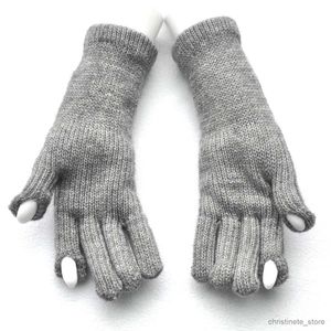 Barns vantar stil ny vinter förtjockade varma handskar för män kvinnor solid stickad pekskärm vantar utomhus cykling skidhandskar