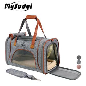 Carrier Mysudui Luxury Cat Dog Borsa Carrier Handpack portatile Borsa per cani di piccola taglia pieghevole cucciolo traspirante cucciolo trasporto di viaggio all'aperto