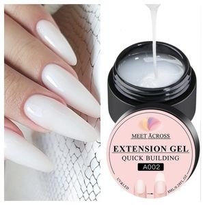 Nail Gel MEET ACROSS Milky White Clear 8ml Extension Nail Gel Polish For French Nails Art Manicure Semi Permanent UV Varnish Tips Tools 231128