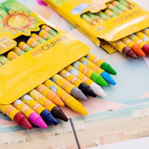 12pcsWatercolor Brush Pens Crayons Creative Cartoon 8/12 Colors Drawing Non-Toxic Oil Pastels Kids Pastel Pencils Art Supplies Student Crayon Set P230427
