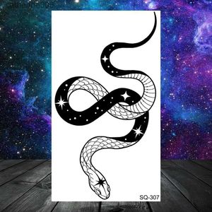 Tattoos Colored Drawing Stickers 3D Realistic Snake Moon Temporary Tattoos For Women Adult Men Kids Rose Flower Skull Wolf Fake Tattoo Neck Arm Hands Small TatooL231