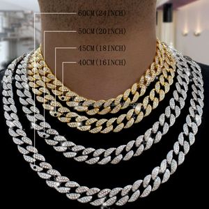 Pełna mrożona męska hiphop Cadena Jewelry Rhinestones Diamond Cuban Link łańcuch