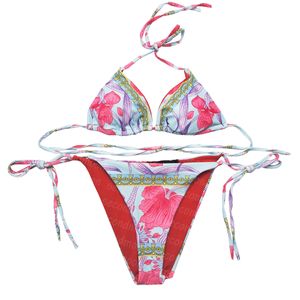 Цветочный принт Женщины Женщины с двумя частями купальники Дизайнер купальники пляжная одежда горячая весна купальник