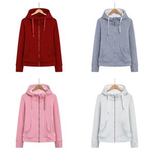 LL-Lu Luluwomen New Fashion Hoodie Sweatshirt Fleece fodrade full zip upp jacka tröja långärmare jacka med fickor för kvinnor flickor