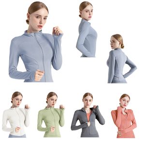 2023 Neue Yoga-Outfits Damen gebürstete Kapuzenjacke mit durchgehendem Reißverschluss Sportbekleidung LU Kapuzen-Workout-Laufmantel mit Taschen Outdoor-Fleece Daumenlöcher