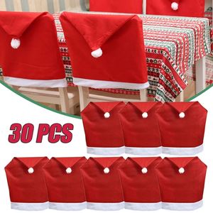 Stol täcker 130st Santa Hat Cover Julbord Decoration Home Gifts 231127