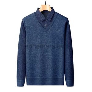 Moletom com capuz masculino suéter com gola de camisa pullovers masculinos Y2K luxo 2023 malhas preto velo inverno frio jumper blusa de negócios inteligentezln231128