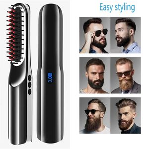 Hair Straighteners Straightener Brush Wireless Men Beard Comb Curler Straightening Styling Tools 231128