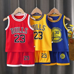Rompers Baby Children Summer Sportwear Clothes Suit Kid Girl Boy Bortable Cool Basketball Football Tracksuit Casual Uniform Set 230427