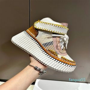 Luxury Women Flat Shoes New Cross Tied Design Mixed Colors Thick Bottom High Top Wool Casual Shoes Fashion