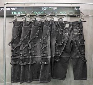 Falection 22SS BB PARIS Jeans mit mehreren Gürteln, übergroße Taschen, DENIM-JEANS, SWEATPANTS, Indigo HOSEN4744318