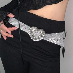Belts Fashion Sparkling Rhinestone Women's Belt High-end Shiny Heart-shaped Buckle Decorative For Women Dress Pants Accessories