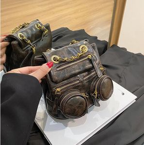 Damen Umhängetaschen in diesem Jahr beliebte Geldbörse Dekoration Retro-Rucksack süße Doppelreißverschluss Mode Handtasche Flip Leder Umhängetasche 9907#