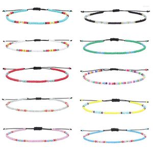 Charm Bracelets Handmade Bohemian Multicolor Rope Colorful Rice Bead Bracelet Wax Thread Woven Friendship For Women Party Gift