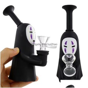 Hookahs Sile Bong Pipe 6.3inch No Face Ghost Spirited Away Hookah Fumar Tubulações De Água Faceless Dab Rigs Acessórios Oil Rig Com 14m Dhfxw