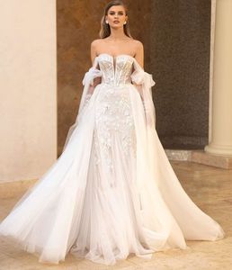 Elegant Mermaid Wedding Dress 2024 Sweetheart Bow Straps 3D Flowers Lace Appliques Beaded Bridal Gowns Customed Vestidos De Novia Robe De Mariee