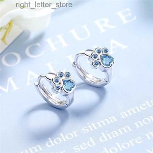 Stud 925 Sterling Silver Stud Earring Blue Zircon Cat Claw Designörhängen för Women Girl Ear Jewelry 2021 New Fashion YQ231128