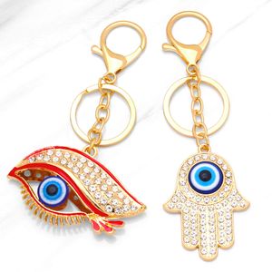 Beautiful Evil Eye Keychain Bling Crystal Rhinestone Key Chains Car Bag Charm Keyrings for Gift