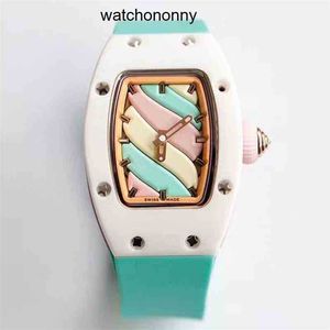 Designer RI MLIES Luxury Watchs Leisure Mechanics Watches Wristwatch RM07-03 Business hela automatiska mekaniska R Watch White Ceramic Tape Trend Kvinna 4