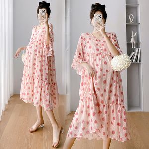 Maternity Dresses 2307# Summer Arrival Fashion Floral Print Chiffon Maternity Dress Sweet Loose Clothes for Pregnant Women Pregnancy Nursing 230428