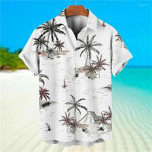 Camisas casuais masculinas Camisa masculina Botão da praia 2023 Hawaiian Man Prints 3D