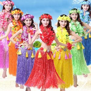 Party Decoration 1 Set Hawaiian Costume Flower Garland Hula Dress Grass Skirt Po Prop Beach Flowers Luau Summer Tropical Wedding