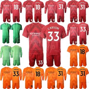 Club Team 22/23 Man Soccer GK Joe Hart Jerseys Set målvakt Långärmning 31 EDERSON MORAES 18 Stefan Ortega 1 Claudio Bravo Football Shirt Kits målmästare MANCHENG