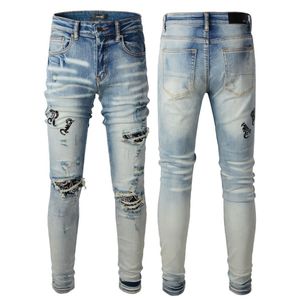 Hosen Designer-Jeans für Herren Jeans Herren Jeans Loch Hellblau Dunkelgrau Italien Marke Mann Lange Hosen Hosen Streetwear Denim Skinny Slim Straight Biker Jean für