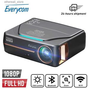 Projektörler Everycom YG627 Projektör Android 11.0 WiFi Full HD 1080P Video Ev Sineması Sineması Akıllı Telefon Beamer 4K Film için LED Proeycektör Q231128