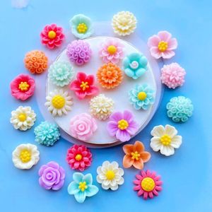 Decorative Objects Figurines 30Pcs Kawaii Cute Mixed Flowers Flat back Resin Cabochons Scrapbooking DIY Jewelry Craft Decoration Accessorie E199 230428