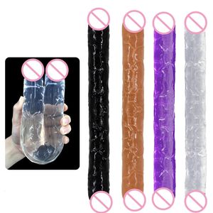 Dildos/Dongs Flexibler weicher Gelee-Dildo, Doppeldildo für Frauen, Vagina, Anal, doppelseitiger Dong, künstlicher Penis, schwules Lesben-Sexspielzeug, 231128