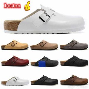 Slippers Boston Birkin Sandals Oiled Leather Bag Head Pull Cork Suede German Arizona Designer Slides Autumn Winter Loafers Classic Tan Brown Black Mens Women