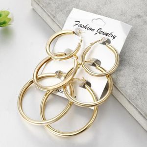 Hoop Earrings 3 Pairs Fashion Thick Tube Circle Set For Women Punk Jewelry Gold Silver Color Statement Brincos Femme