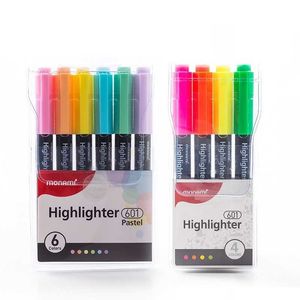 12PCSwaterColor Brush 4/6pcs Lägg till Super Monami 601 Färg Highlighter Pens Set 1-4mm Pastell Bright Marker Drawing Liner Office School Supplies F089 P230427