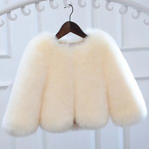 Giacche Abbigliamento per bambini Autunno Inverno Cappotto in pelliccia sintetica addensato Stile coreano Ragazzi e ragazze Abiti casual solidi per 231128