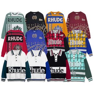 Herren rhude Hoodie Hoodie Brief Drucken Langarm Mode Männer Frauen Sweatshirts Pullover Hip Hop Hoodies Marke Sweatshirts Uns Größe Großhandel Lulusgood