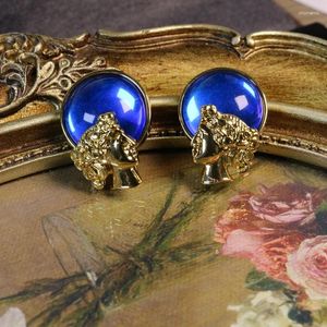 Studörhängen blå opal örhänge antik mode söta smycken lyxfest reser