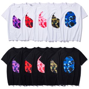 camiseta masculina de grife camisetas femininas camiseta gráfica roupas roupas Shark camiseta algodão Camuflagem zip print camuflagem brilha no escuro High street hipster 2023