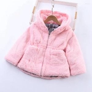 Kurtki odzież dziecięca odzież Dziewczęta Zimowe futra zagęszcza bawełniana płaszcz Soild zamek cieplny koreańska elastyczna talia